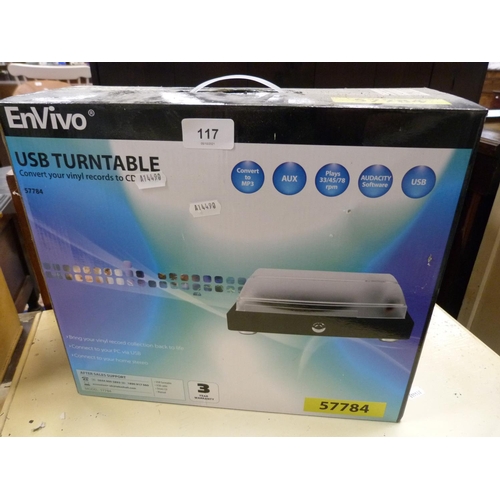 117 - USB turntable, boxed.