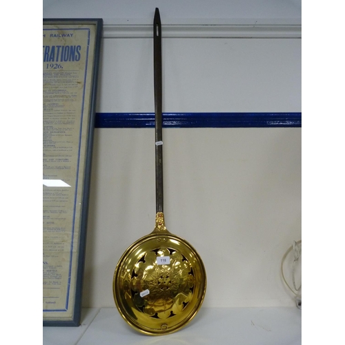 118 - Brass warming pan. with iron handle