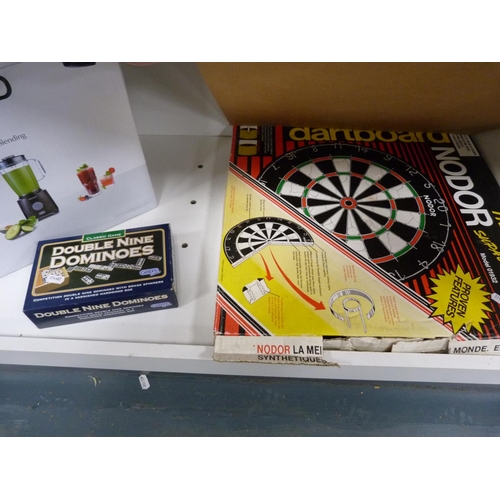 120 - Rington's plate, Liverpool Pottery ashet decorated with game birds, books, picture frames, dominoes,... 