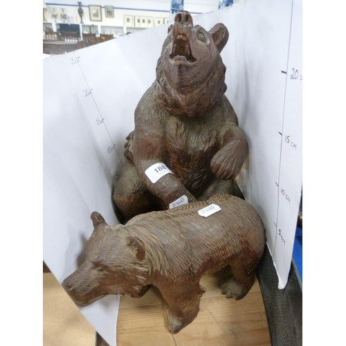 188 - Two Black Forest-style carved wood bears.
