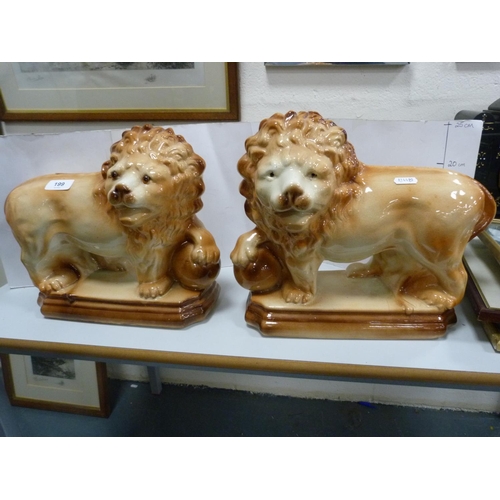 199 - Pair of Bo'ness lion figures.