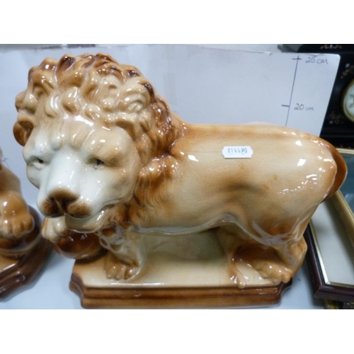 199 - Pair of Bo'ness lion figures.