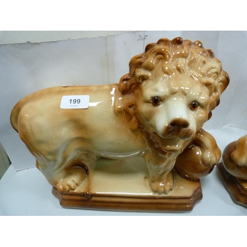 199 - Pair of Bo'ness lion figures.