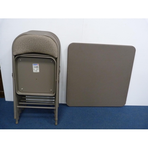 375 - Retro Samsonite padded folding card table and 6 folding chairs.