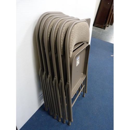 375 - Retro Samsonite padded folding card table and 6 folding chairs.