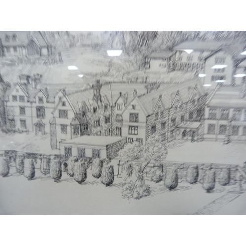 40 - HUGH DAVIES, houses and trees, drawing.