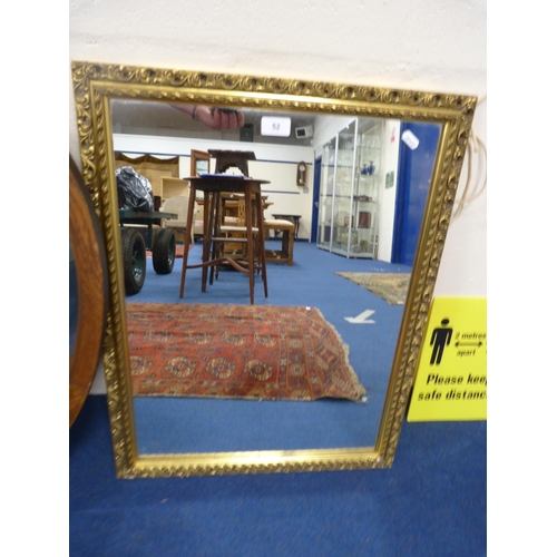 52 - Gilt wall mirror and two oval adapted mirrors (previously from dressing tables).