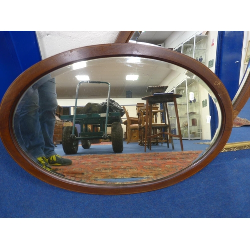 52 - Gilt wall mirror and two oval adapted mirrors (previously from dressing tables).