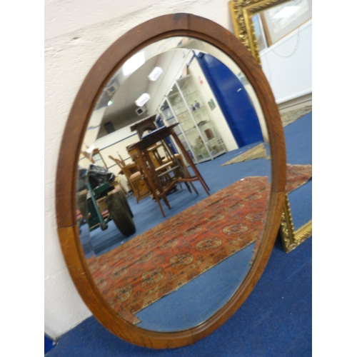 52 - Gilt wall mirror and two oval adapted mirrors (previously from dressing tables).