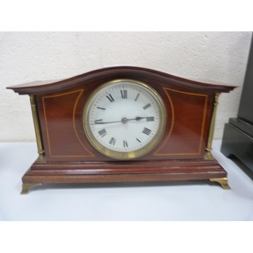 58 - Mahogany mantel clock and a similar oak mantel clock (2)