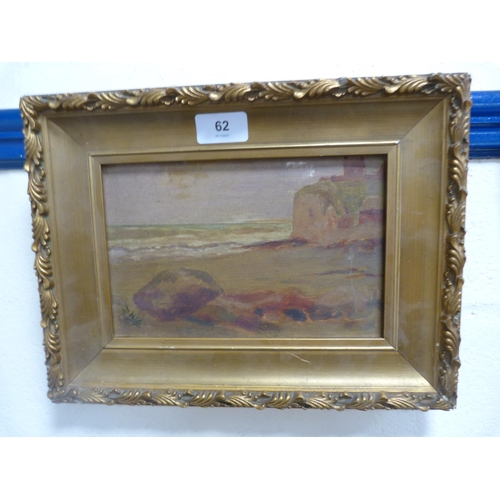 62 - Waves and beach scene, signed with initial D McG, oil on canvas.