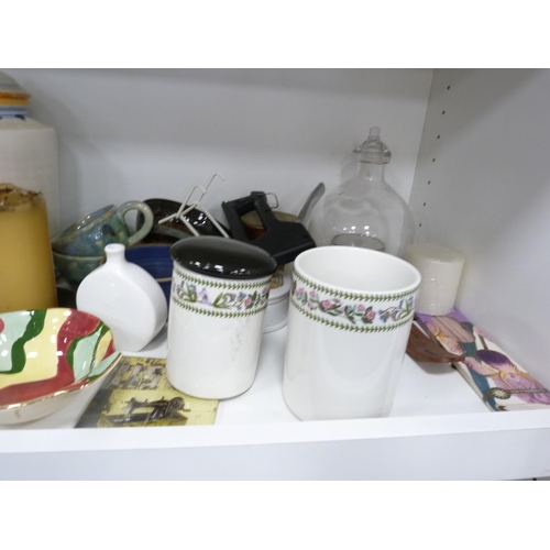 69 - Assorted china and glass including etched tumblers, wine glasses, commemorative cups and tankards, a... 