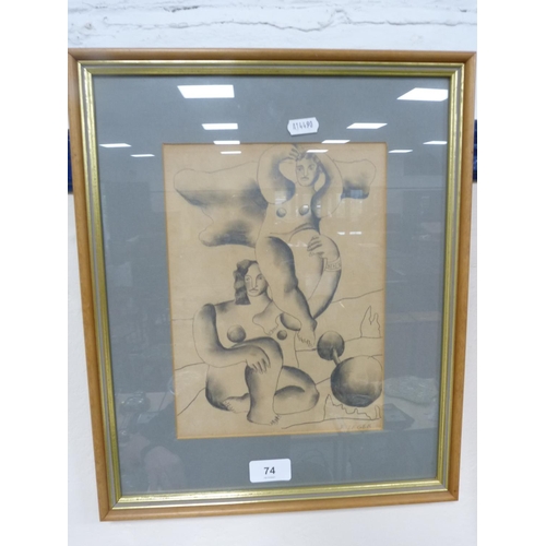 74 - AFTER FERNAND LEGER, abstract figures, signed in pencil, lithograph.