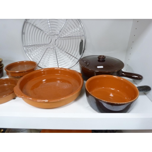 75 - Collection of stoneware tureens and kitchenware including tagine, pots, casserole dishes, cake stand... 