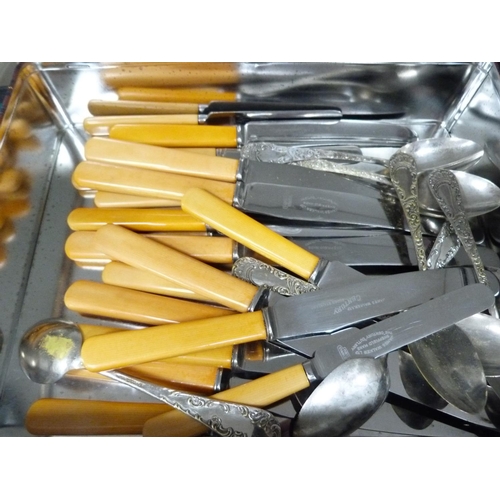 76 - Two antique pewter jugs, glass bowl on circular foot, white glazed figure, tinted glass bowl and cov... 