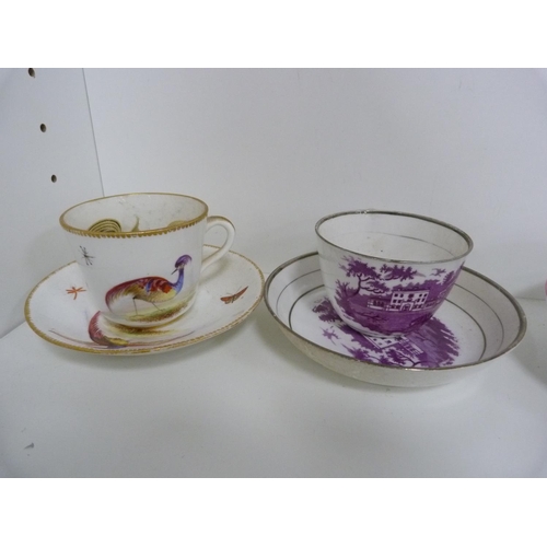 79 - Collection of 19th century porcelain cabinet cups and saucers, two 19th century Chinese tea bowls wi... 