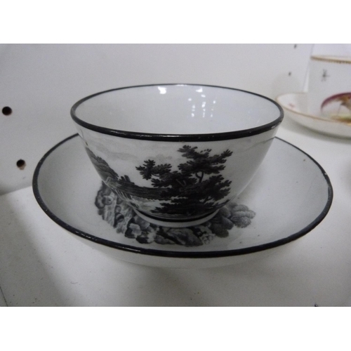 79 - Collection of 19th century porcelain cabinet cups and saucers, two 19th century Chinese tea bowls wi... 