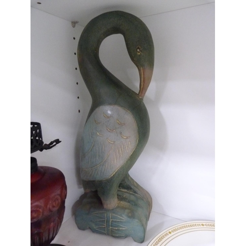 81 - Five glass wine flagons, brass candlesticks, brass chamberstick, mineral eggs, Paragon commemorative... 