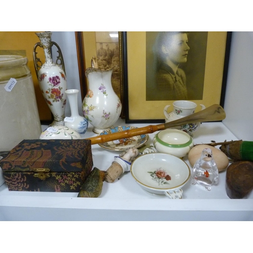 83 - Dresden floral spray jug (a/f), Austrian porcelain vase (a/f), military photograph and other photogr... 