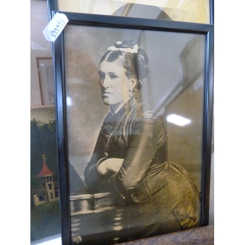 83 - Dresden floral spray jug (a/f), Austrian porcelain vase (a/f), military photograph and other photogr... 