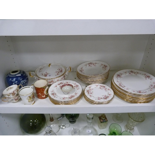 84 - Part Paragon Victoriana Rose dinner set, two commemorative cups, pair of Royal Worcester cups of Chi... 