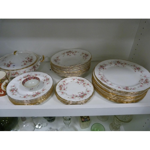 84 - Part Paragon Victoriana Rose dinner set, two commemorative cups, pair of Royal Worcester cups of Chi... 