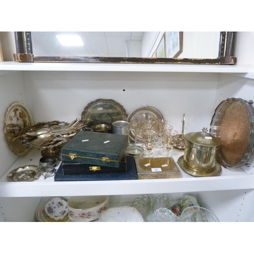 90 - Collection of EP including cigarette box, biscuit barrel, tray, cased cutlery, Victorian cake basket... 