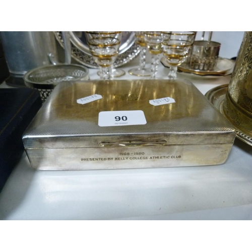 90 - Collection of EP including cigarette box, biscuit barrel, tray, cased cutlery, Victorian cake basket... 