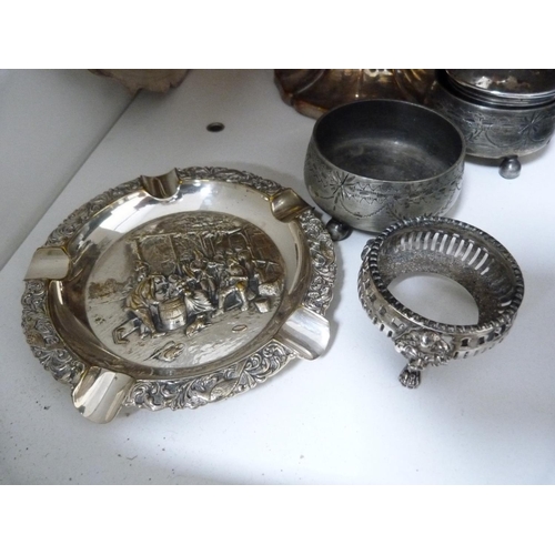 90 - Collection of EP including cigarette box, biscuit barrel, tray, cased cutlery, Victorian cake basket... 