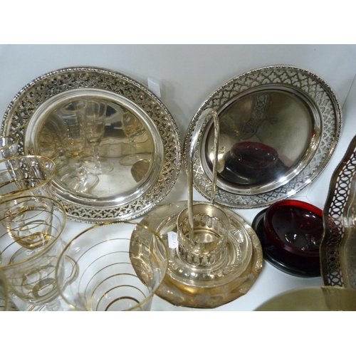 90 - Collection of EP including cigarette box, biscuit barrel, tray, cased cutlery, Victorian cake basket... 