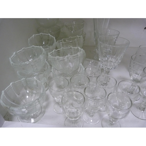 94 - Collection of glasses including wine, sherry, liqueur, also sundae dishes.