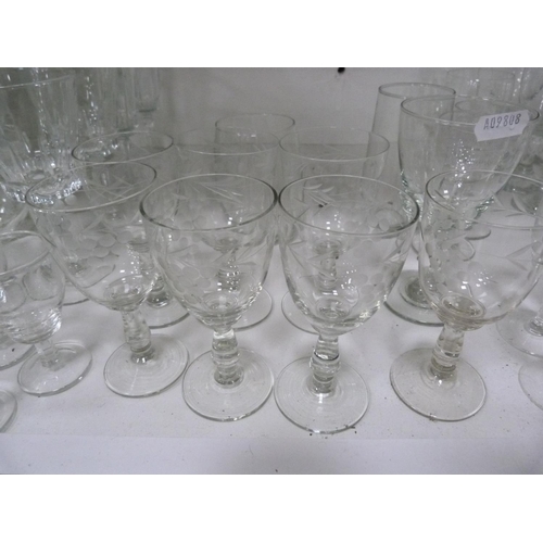 94 - Collection of glasses including wine, sherry, liqueur, also sundae dishes.