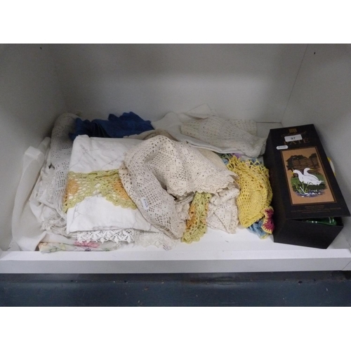 97 - Linen and lace, box containing gent's ties etc.