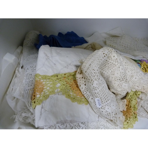 97 - Linen and lace, box containing gent's ties etc.