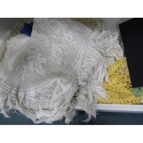 97 - Linen and lace, box containing gent's ties etc.