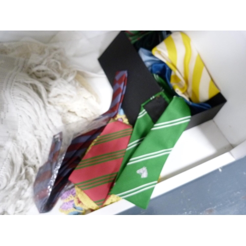 97 - Linen and lace, box containing gent's ties etc.
