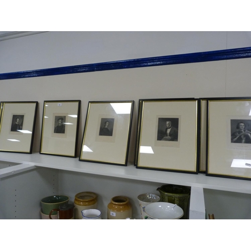 98 - Set of ten prints depicting portraits including Peter the Great, Rembrandt, Lord Palmerston, Cortez,... 