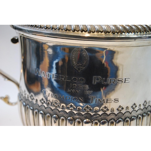 137 - Silver caudle cup and cover of late 17th century style, 'Waterloo Meeting 1956', by CS Harris & ... 