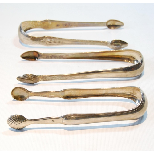 153 - Silver sugar tongs, perhaps by Thos Johnson, Montrose, and two others, Edinburgh.