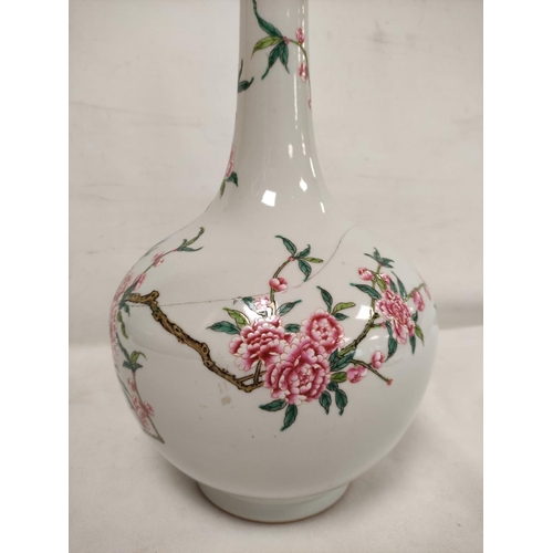 145 - Large Chinese famille rose bottle vase with peony branches and sprays, six character Yongzheng mark ... 