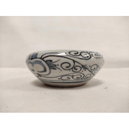 153 - Chinese, Ming dynasty or later, blue and white porcelain bowl/brush washer, 13.5cm diam.