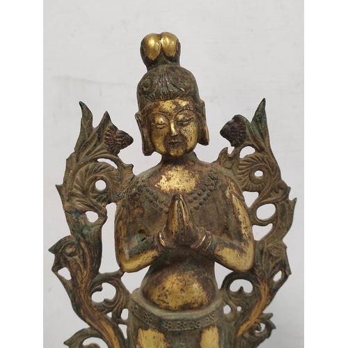 159 - Late Qing, early 20th century Chinese gilt bronze statue of a standing bodhisattva.