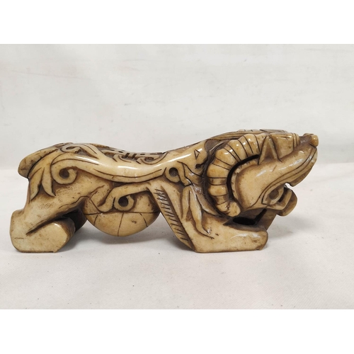 191 - Large Chinese hardstone mythical beast, 12cm high, 27cm long.