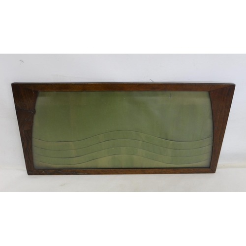 312 - Art Nouveau stained beech rectangular photo frame with applied copper profile of a maiden with long ... 