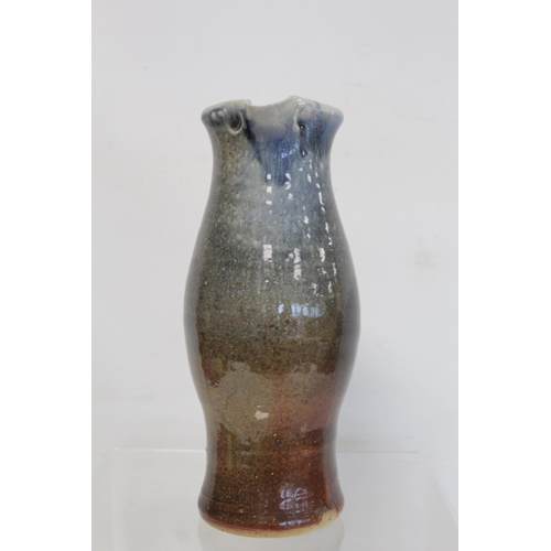 315 - Lisa Hammond London studio pottery jug of baluster form with blue and brown glazes, impressed marks,... 