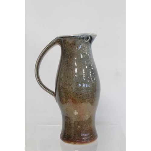 315 - Lisa Hammond London studio pottery jug of baluster form with blue and brown glazes, impressed marks,... 