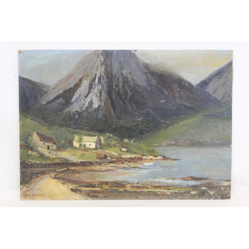 362 - B. CRITCHLEY SALMONSON .Broadford Bay cottages, Skye.Oil on board.41cm x 58cm.Signed.... 