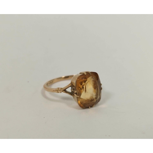 107 - 15ct gold ring with garnet and pearls, 1887 (2.6g) and a citrine ring, 4.8g. (2).