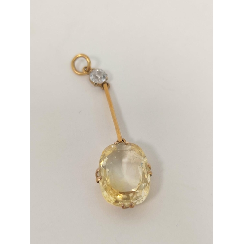 109 - Gold pendant, probably yellow sapphire '9ct', a cameo ring and a pair of ball earrings. 