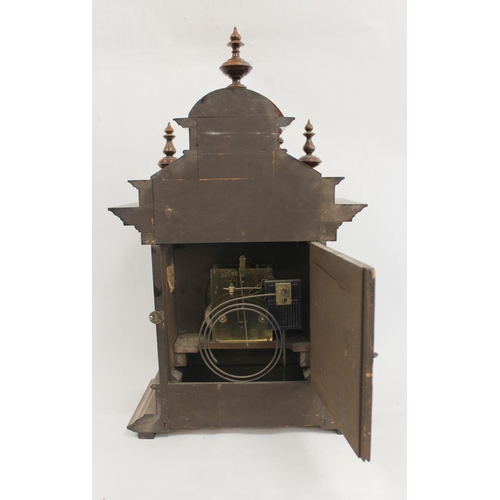 116 - Junghams mantel clock with silvered and ivory dial, in walnut and rosewood case with turned columns.... 